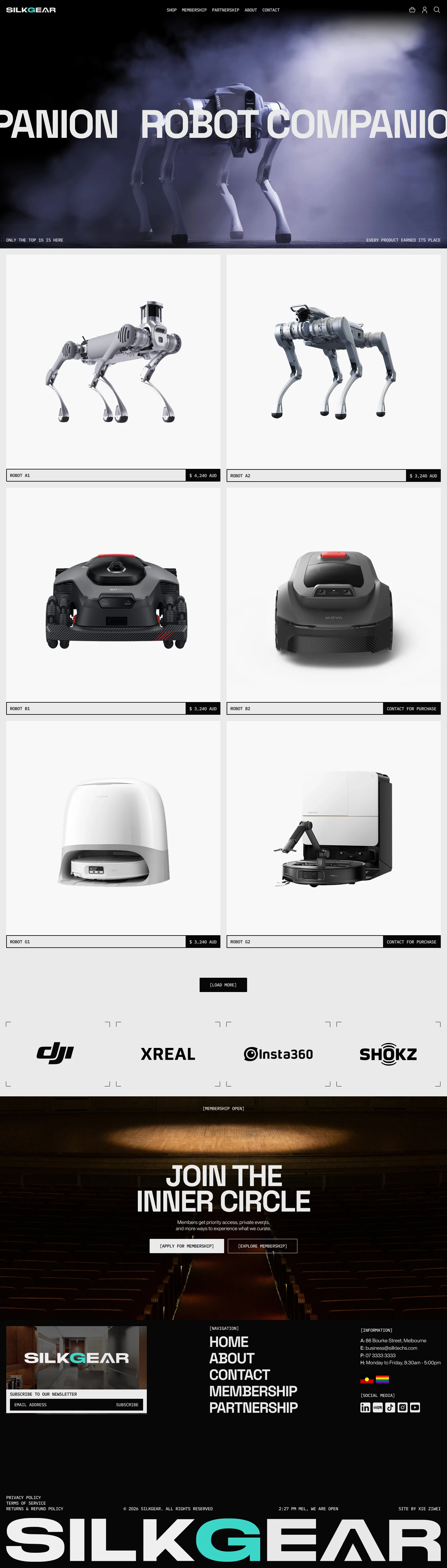 SilkGear Robot Companion collection design with category hero and two-column product grid