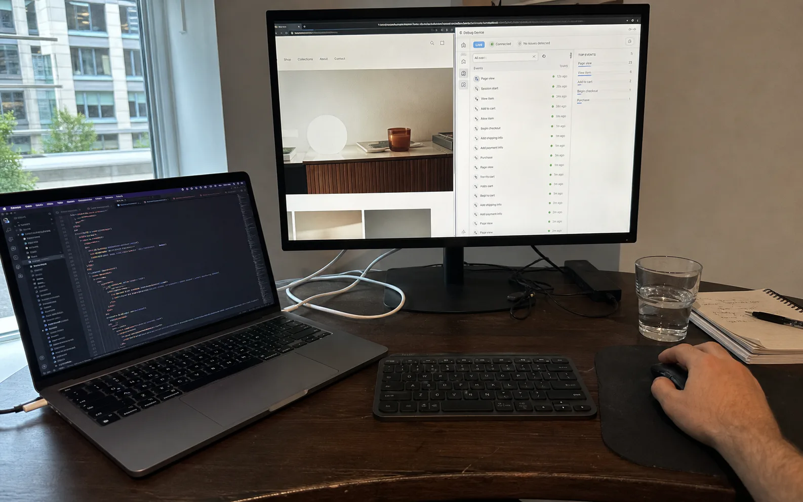 Illustrative GA4 and GTM ecommerce event validation workspace